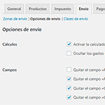 Campos de la calculadora de envíos de WooCommerce