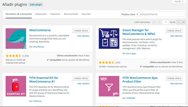 Instalar WooCommerce